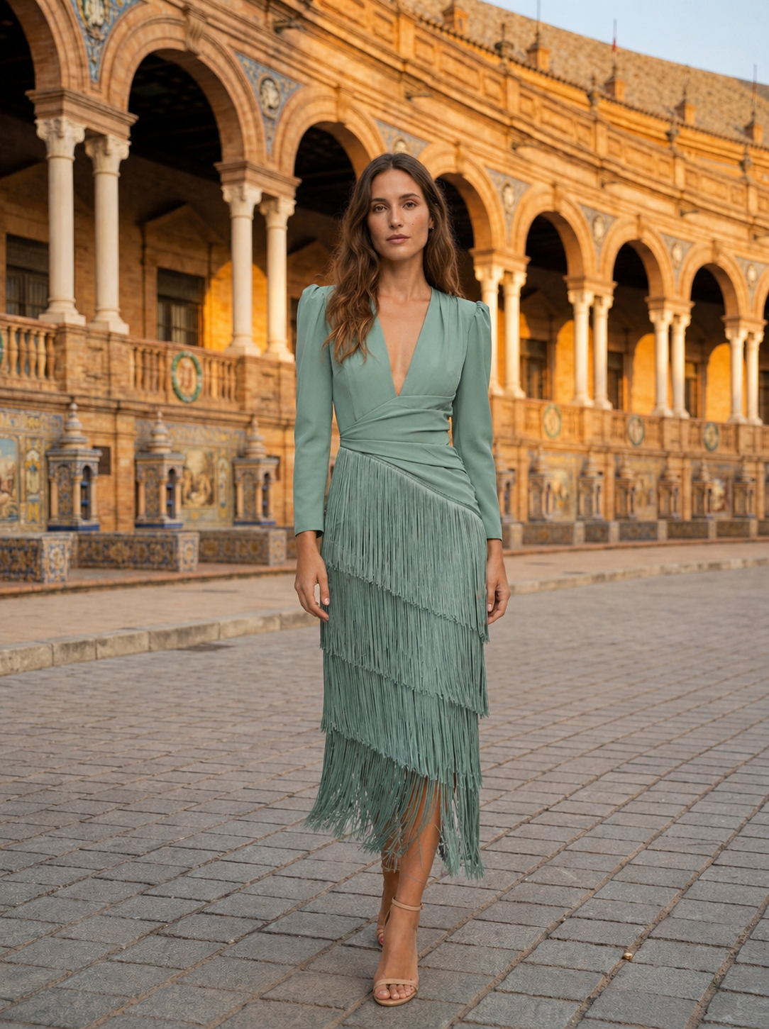 Clara | Elegante fringe jurk met mouwen