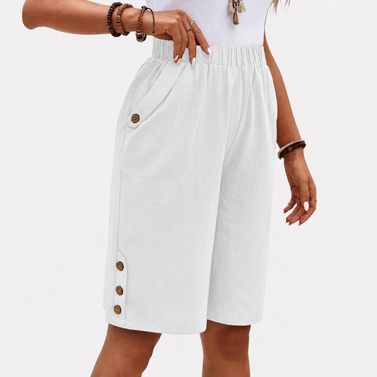 Anouk - Luchtige bermuda met knoopdetails