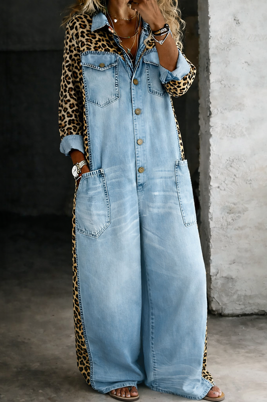 Amanda | Denim jumpsuit met lange mouwen