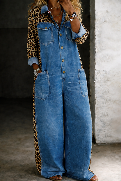 Amanda | Denim jumpsuit met lange mouwen