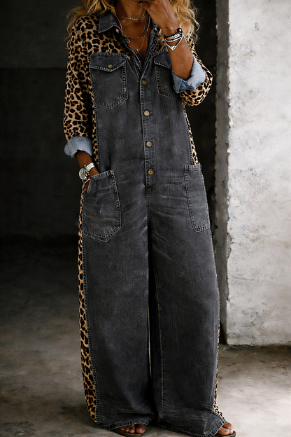 Amanda | Denim jumpsuit met lange mouwen