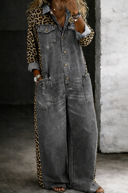Amanda | Denim jumpsuit met lange mouwen