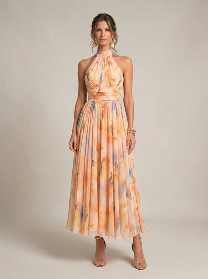 Esther™ | Halterjurk met Aquarelprint