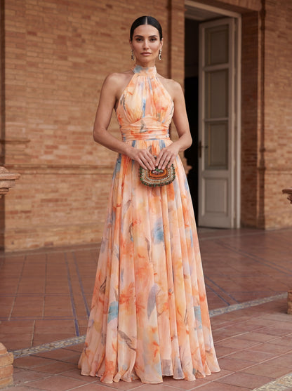 Esther™ | Halterjurk met Aquarelprint