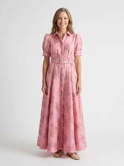 Xanthea | Maxi jurk met korte mouwen, getailleerd, met bloemenpatroon