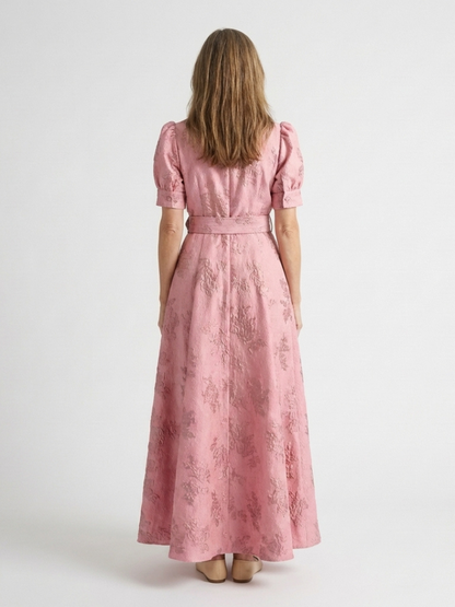 Xanthea | Maxi jurk met korte mouwen, getailleerd, met bloemenpatroon