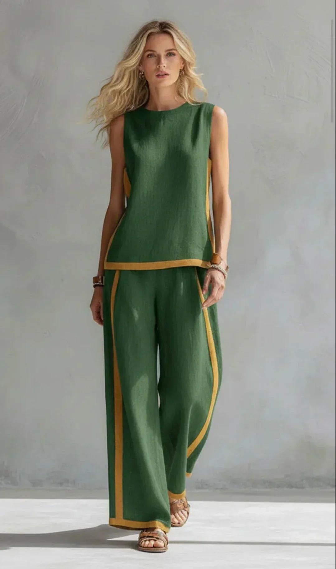 Ursula – Set van een gilet en een chique-casual broek met bicolor afwerkingen