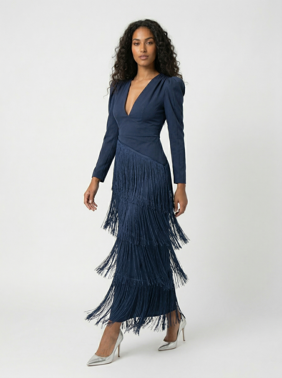 Clara | Elegante fringed jurk met mouwen
