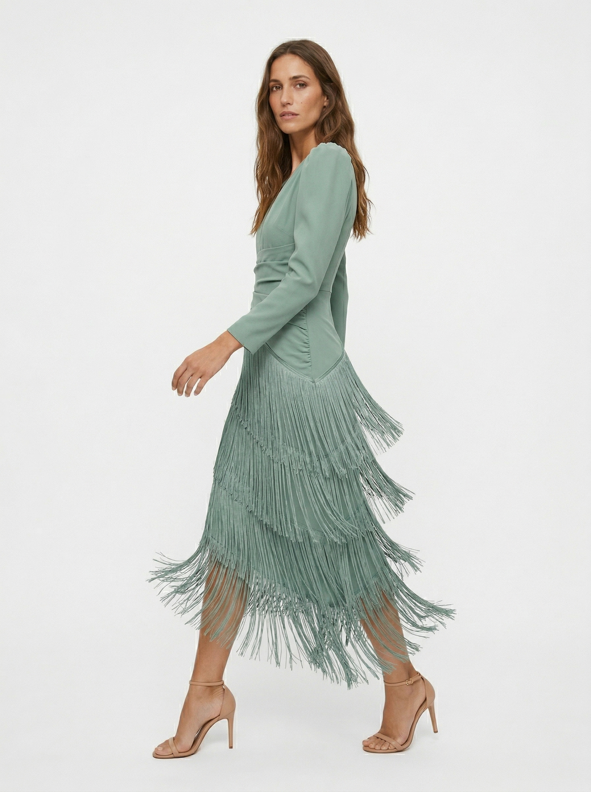 Clara | Elegante fringe jurk met mouwen