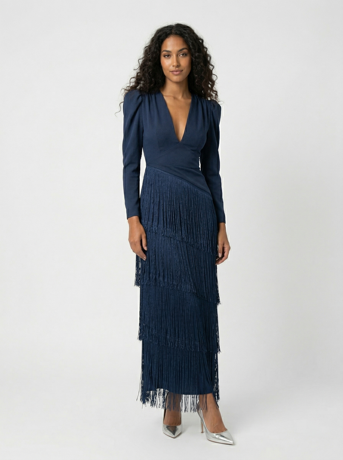 Clara | Elegante fringe jurk met mouwen