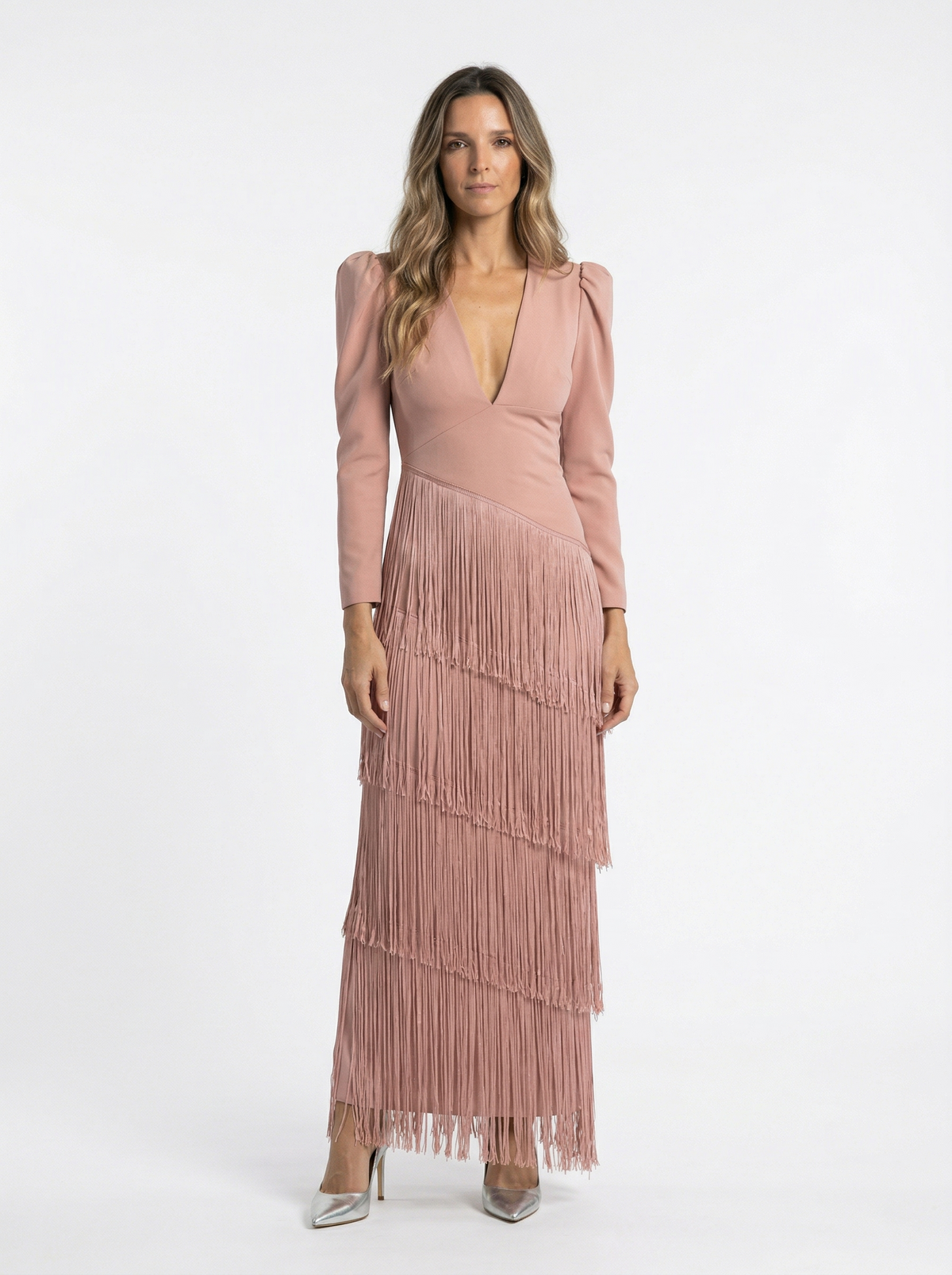 Clara | Elegante fringe jurk met mouwen