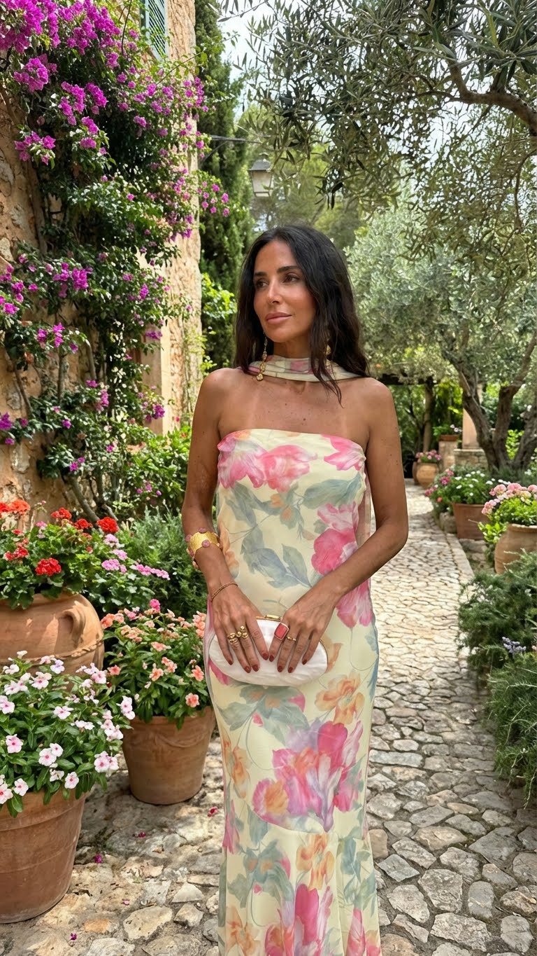 CAPRI | Lange Strapless Bloemen Jurk