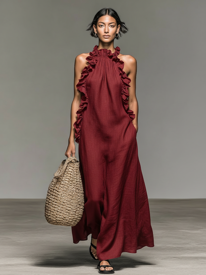 Adele | Maxi Jurk met Volants en Zakken