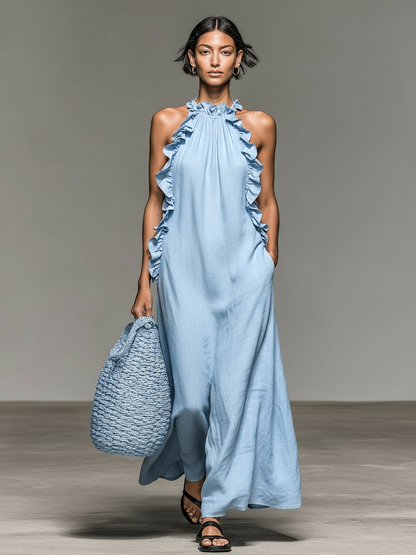 Adele | Maxi Jurk met Volants en Zakken
