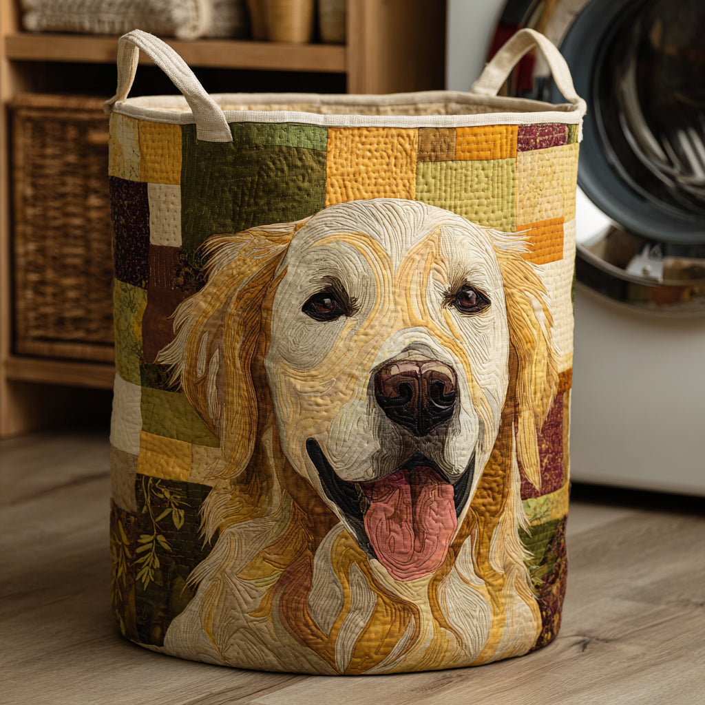 Gelukkige Golden Retriever Wasmand