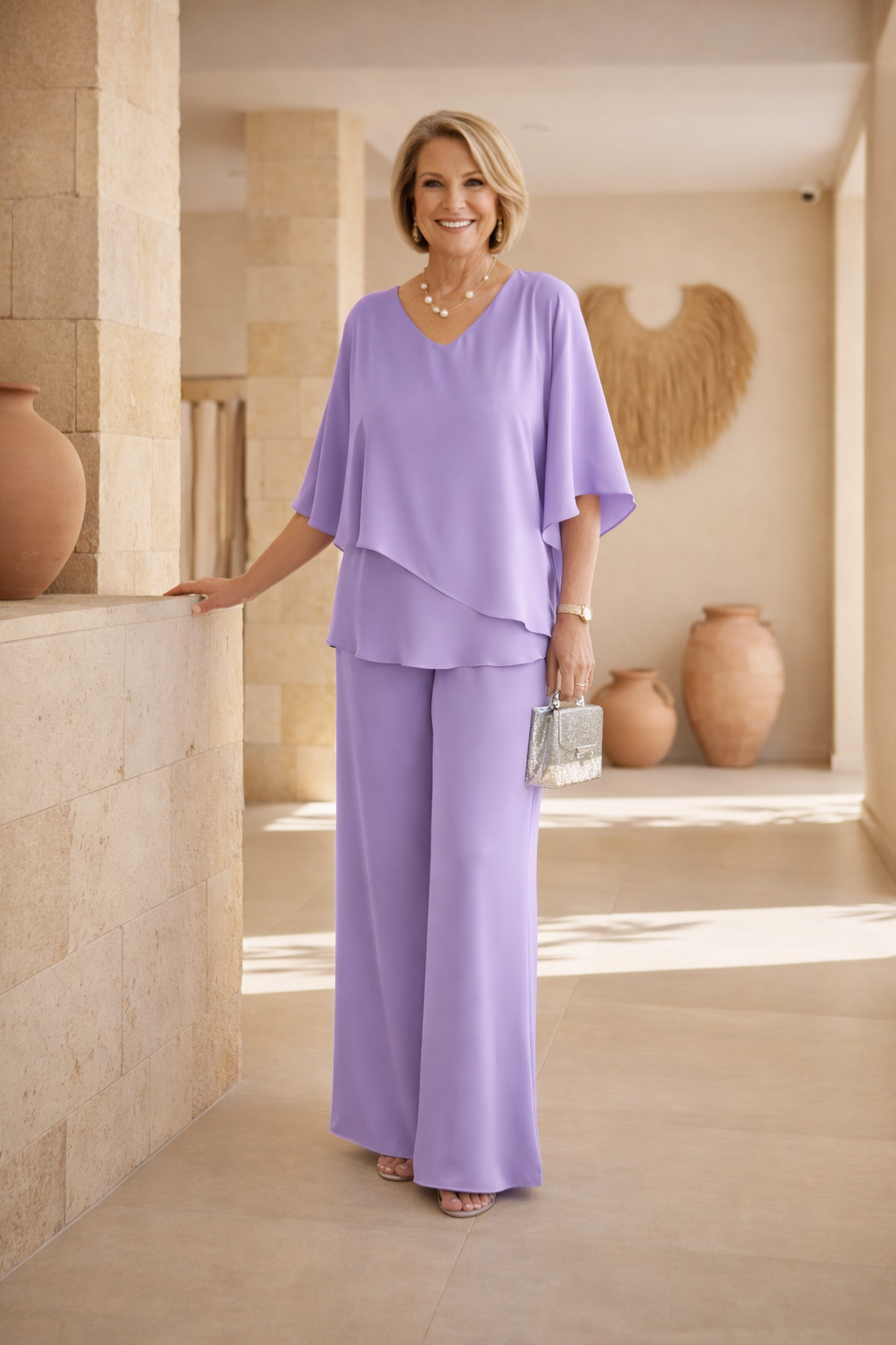 Martha - Zorgeloze Brede Pantalon Set
