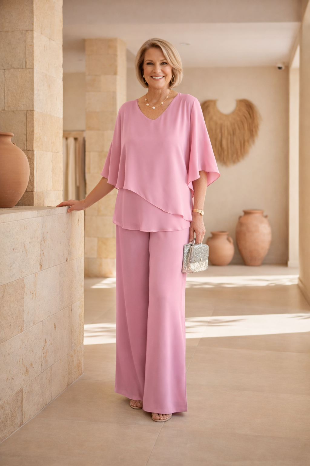 Martha - Zorgeloze Brede Pantalon Set