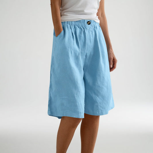 Wandeline™ — Korte ruime elastische taille comfortabele natuurlijke zomerbroek