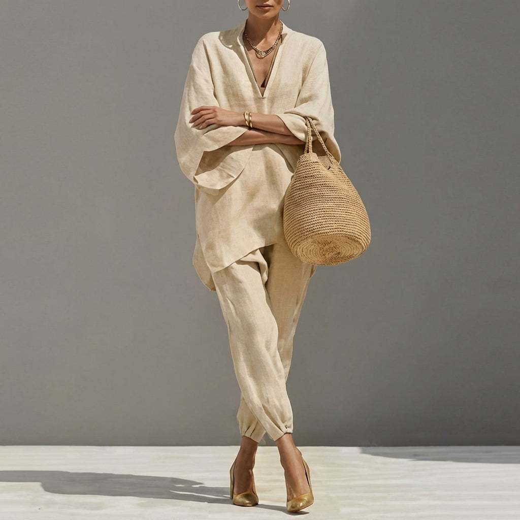 Alice | Casual tweedelige set met V-hals voor dames