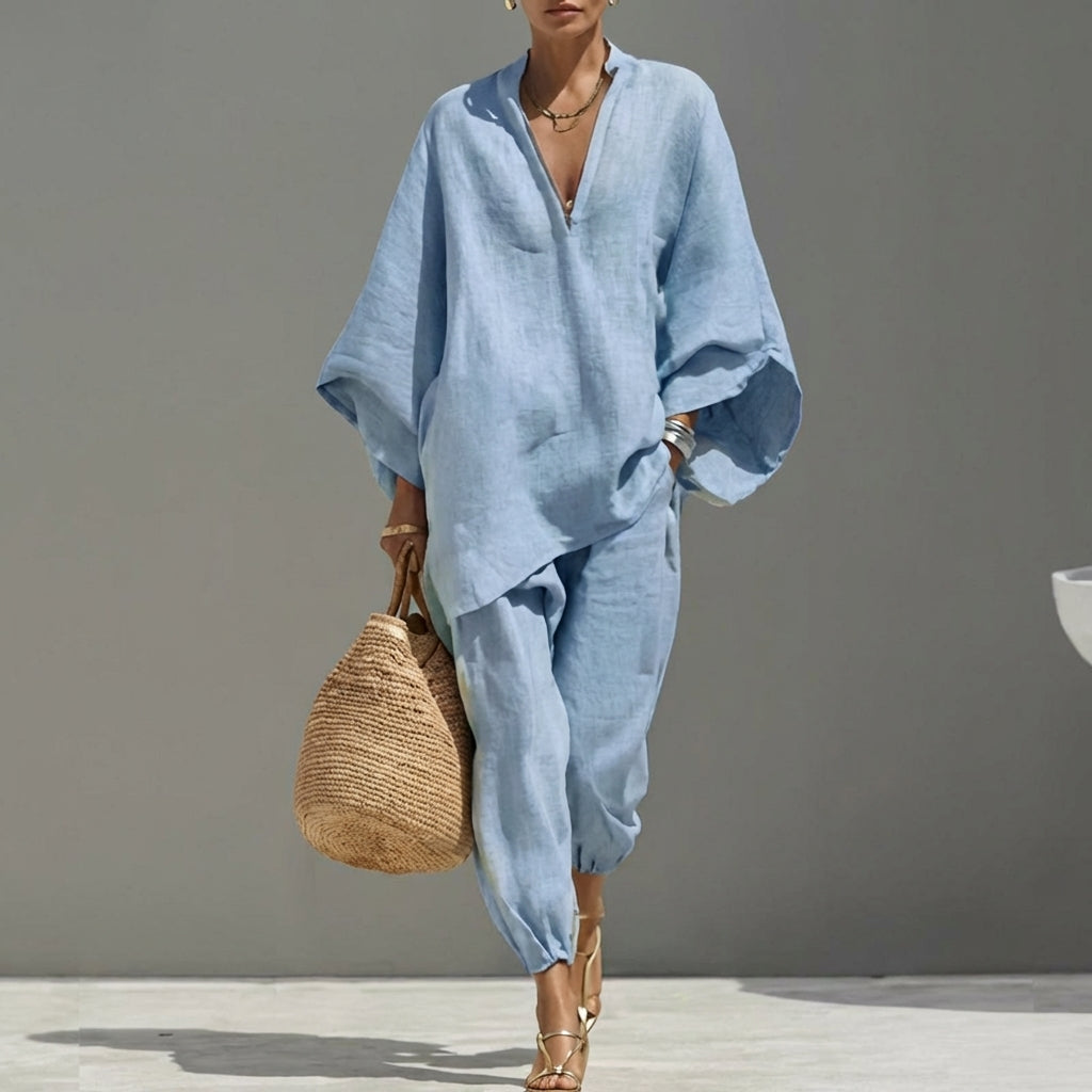 Alice | Casual tweedelige set met V-hals voor dames