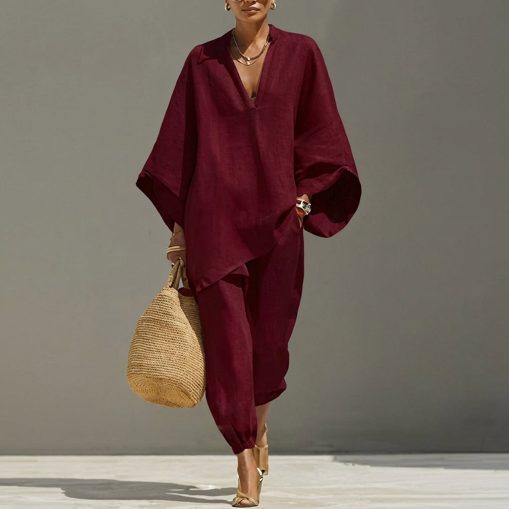 Alice | Casual tweedelige set met V-hals voor dames