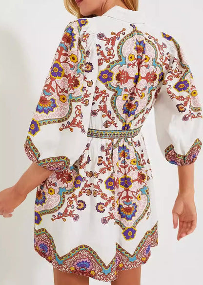 Romy - Elegante jurk met print en blousekraag