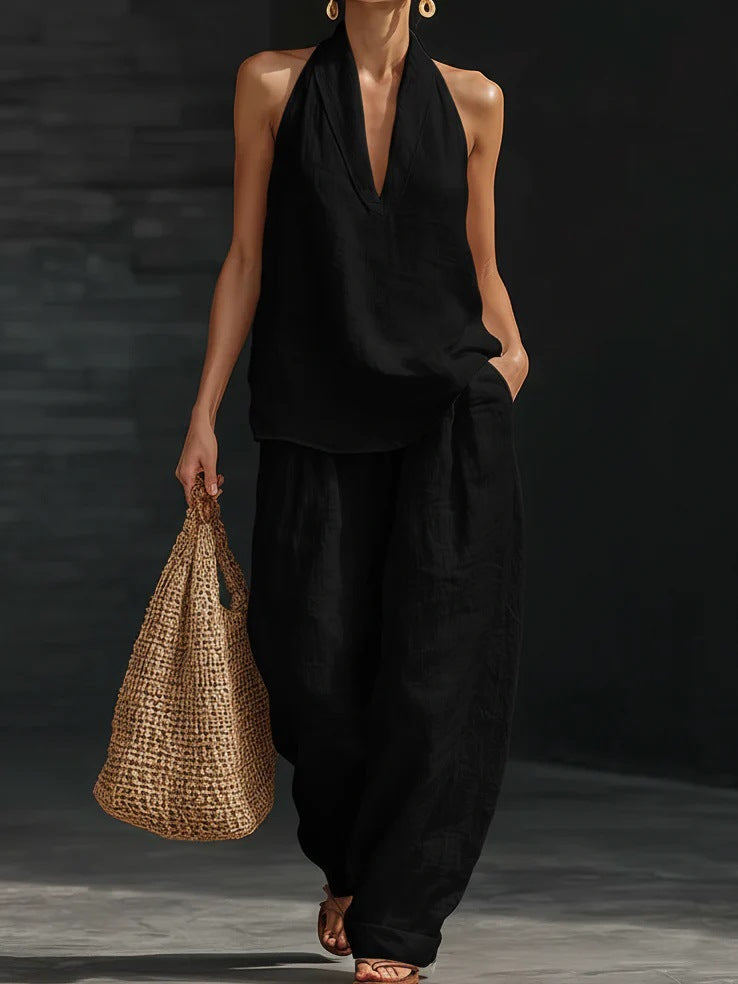 Zoë™ – Mouwloos ensemble en brede broek