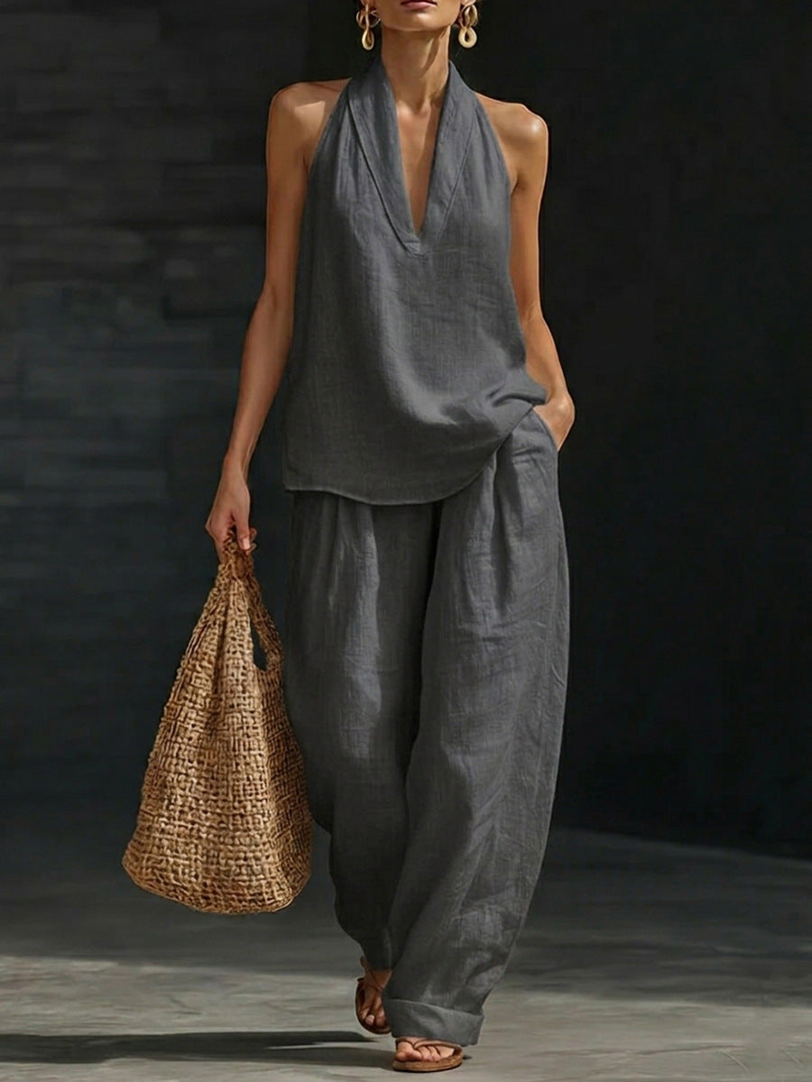 Zoë™ – Mouwloos ensemble en brede broek