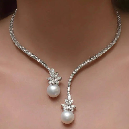 Elegante en sprankelende collier met sterling zilveren parels