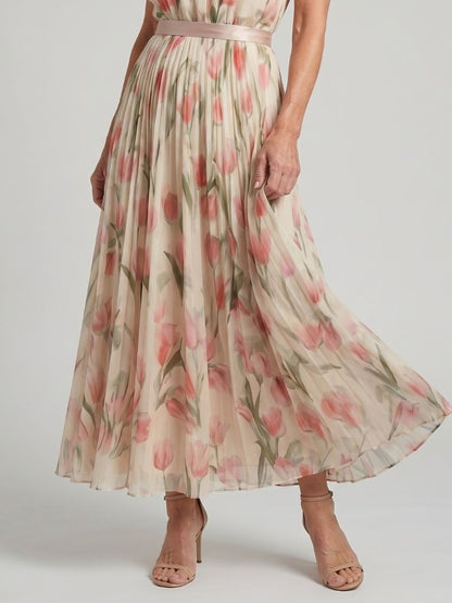 Aurelle | Midi Bloemenjurk met Halternek