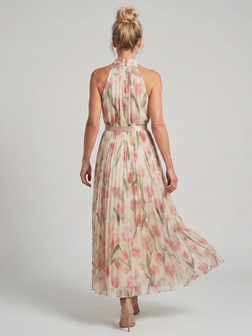 Aurelle | Midi Bloemenjurk met Halternek