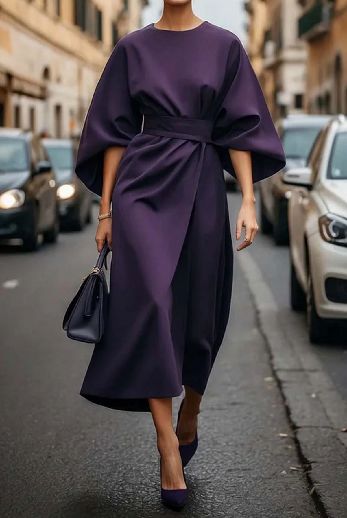 By Esmee - Tijdloos elegante jurk met lantaarnmouwen