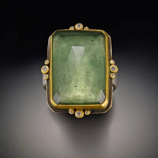 Retro Franse Vierkante Kristallen Ring