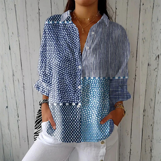 Sophie™ | Ocean Patchwork Blouse | Ademend en kleurrijk lentetopper