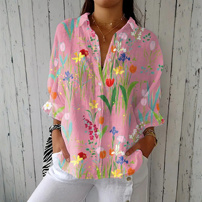 Clara™ | Lente Tuin Blouse | Ademend met artistieke prints en comfortabele pasvorm