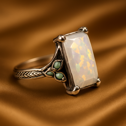 Vintage Ring in Witte Opaal