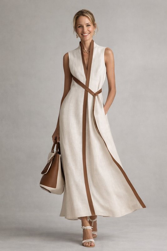 Celeste - Elegante Maxi Jurk met Kleurblokdetails