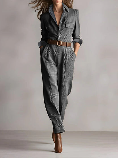Anny -- Geruite elegante jumpsuit