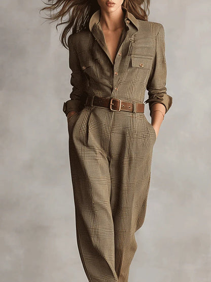 Anny -- Geruite elegante jumpsuit