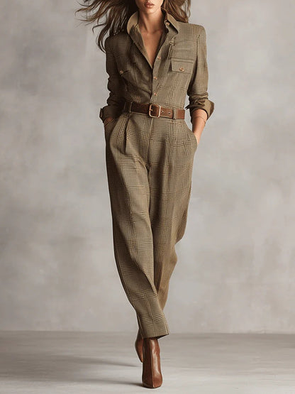 Anny -- Geruite elegante jumpsuit