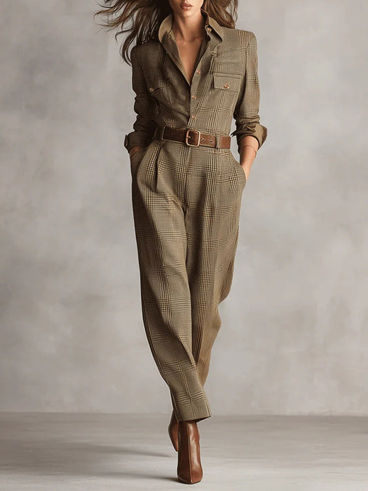 Anny -- Geruite elegante jumpsuit