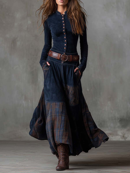 Elly - Maxi-jurk van ecolologisch suede met riem