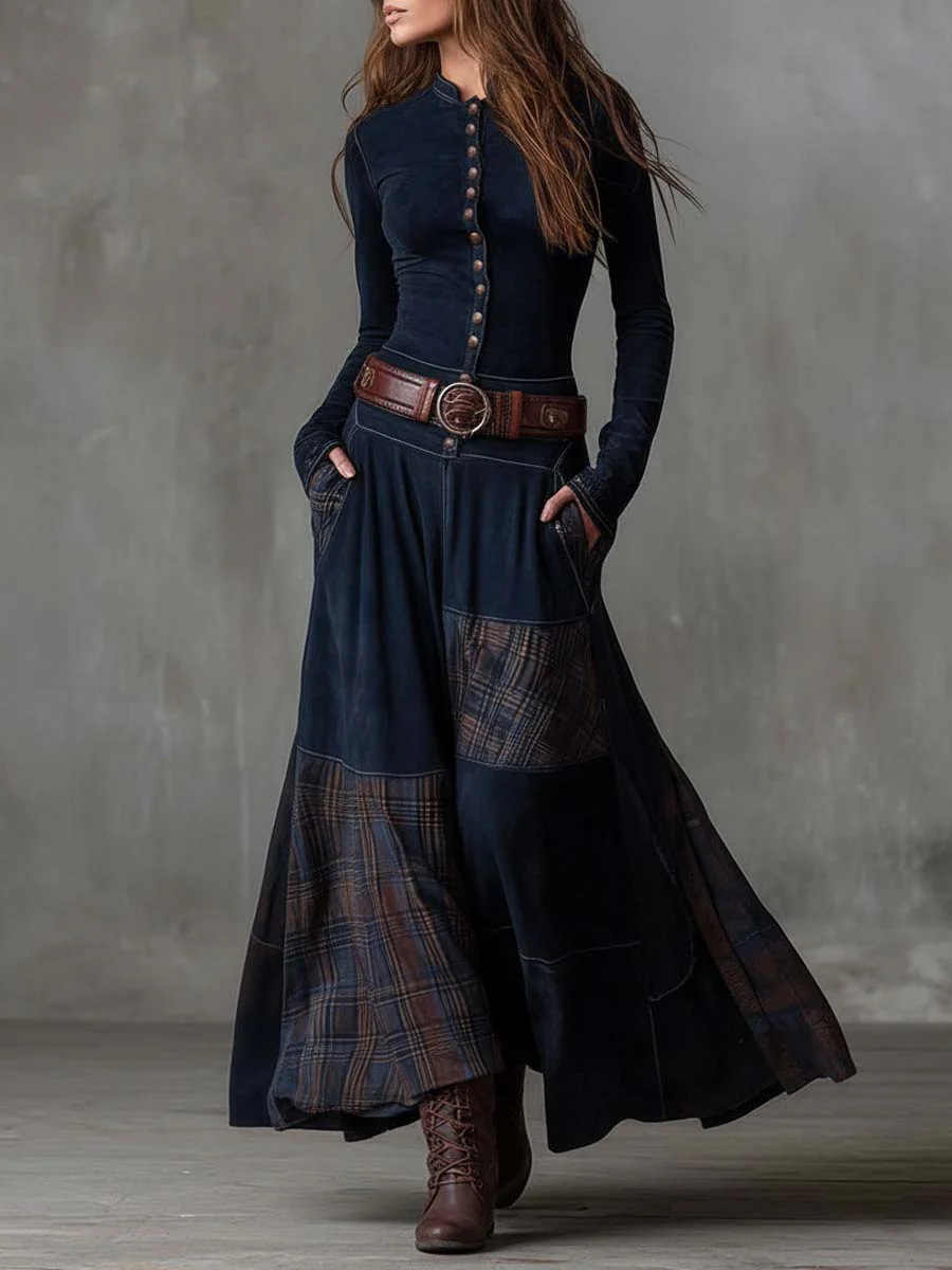 Ilse - Maxi jurk van suede met riem