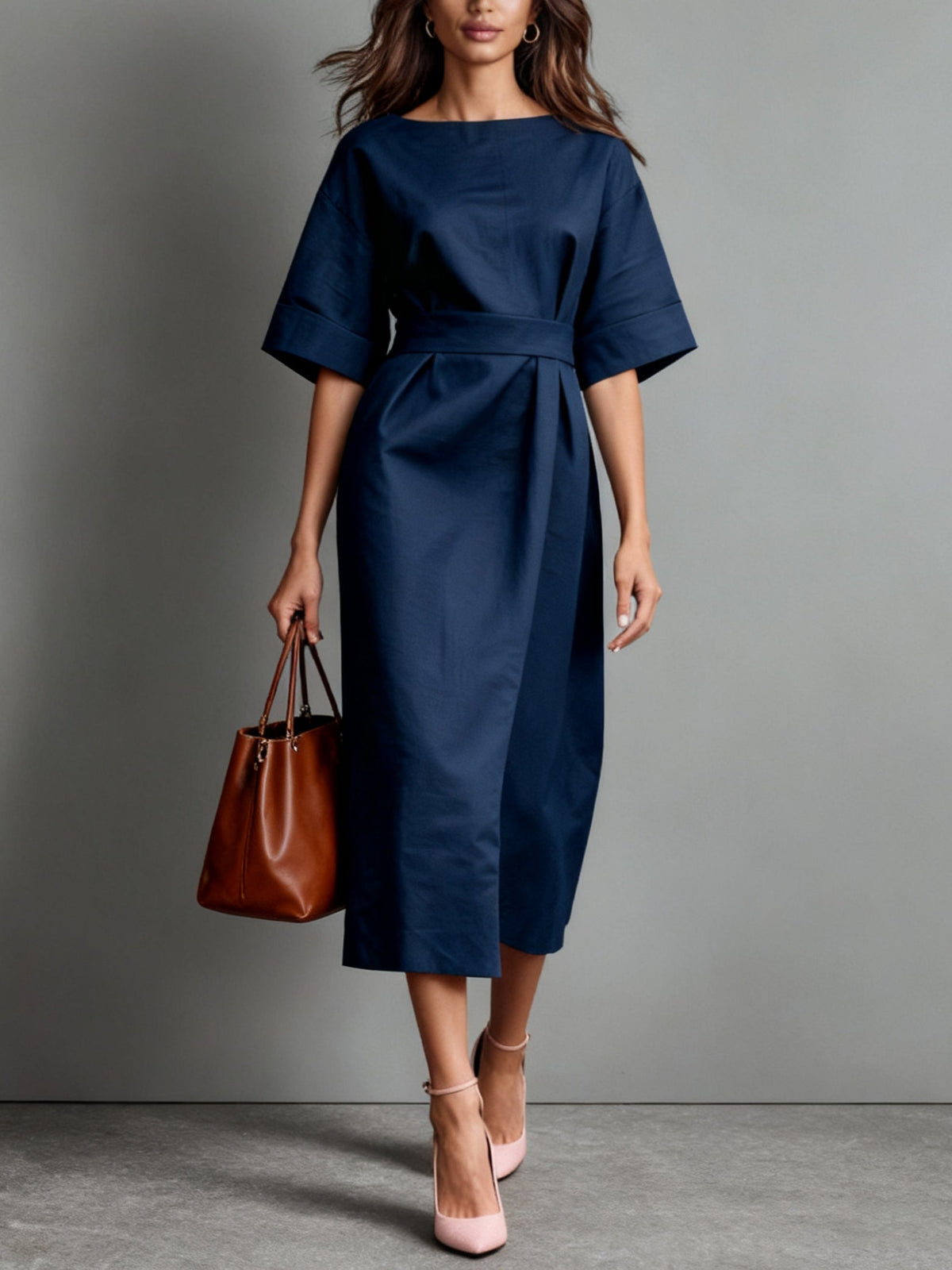 Linnen Bootnek Strik Los Jurk