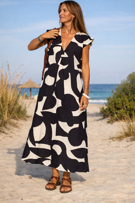 Tamara - Maxi Jurk met Print en V-hals