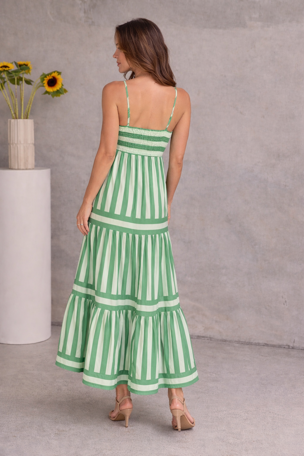 Alina - Gestreepte Maxi Jurk met Soepelvallend Silhouet