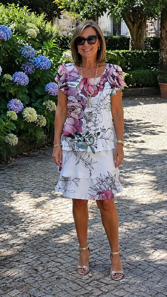 Célia – Elegante, vloeiende jurk met volants