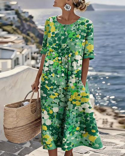 Ilse | Lichte, losse midi-jurk met bloemenprint