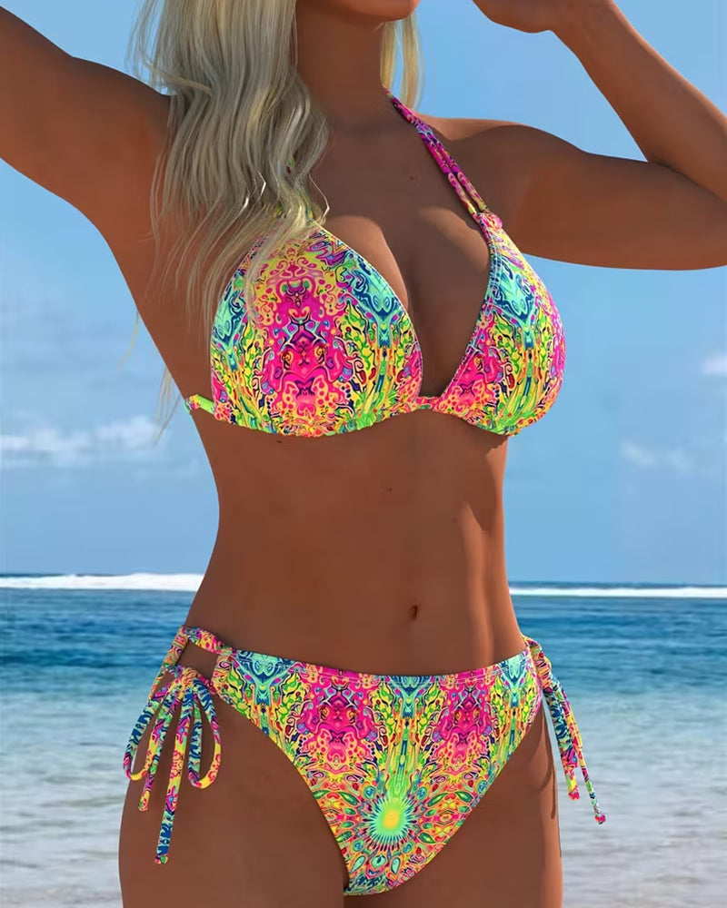 Bikini Kleurrijk Halter Druk