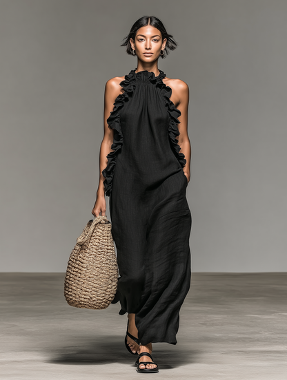 Adele | Maxi Jurk met Volants en Zakken